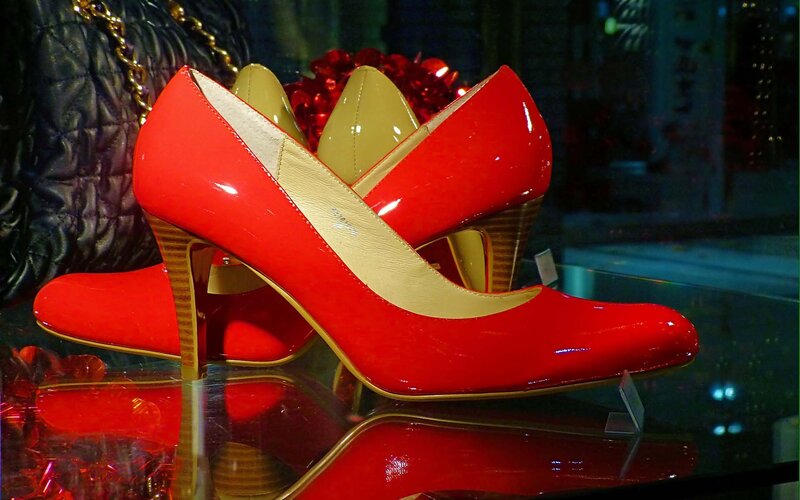 Red High-heeled Shoes — Dramatic, Night