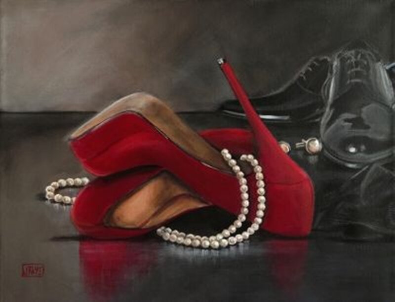 Red High-heeled Shoes — Dramatic, Painting