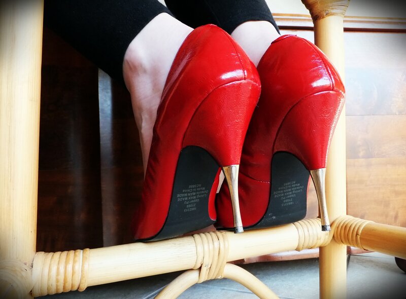 Red High-heeled Shoes — Dramatic, Photograph, Feet