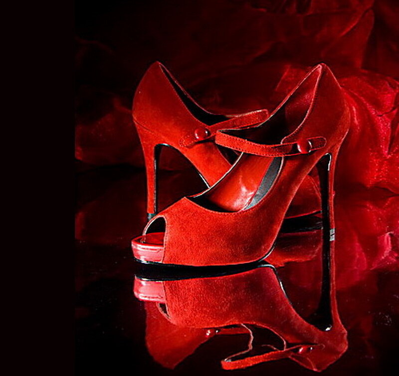Red High-heeled Shoes — Dramatic, Photograph, High Heels