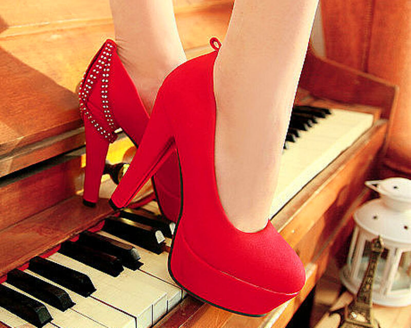 Red High-heeled Shoes — Dramatic, Photograph, Piano