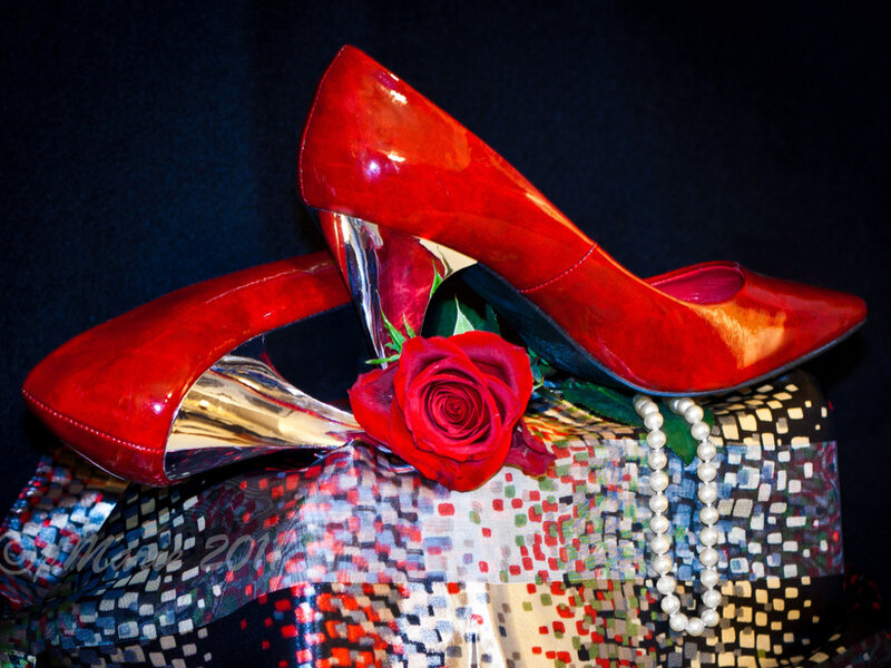 Red High-heeled Shoes — Dramatic, Photograph, Rose
