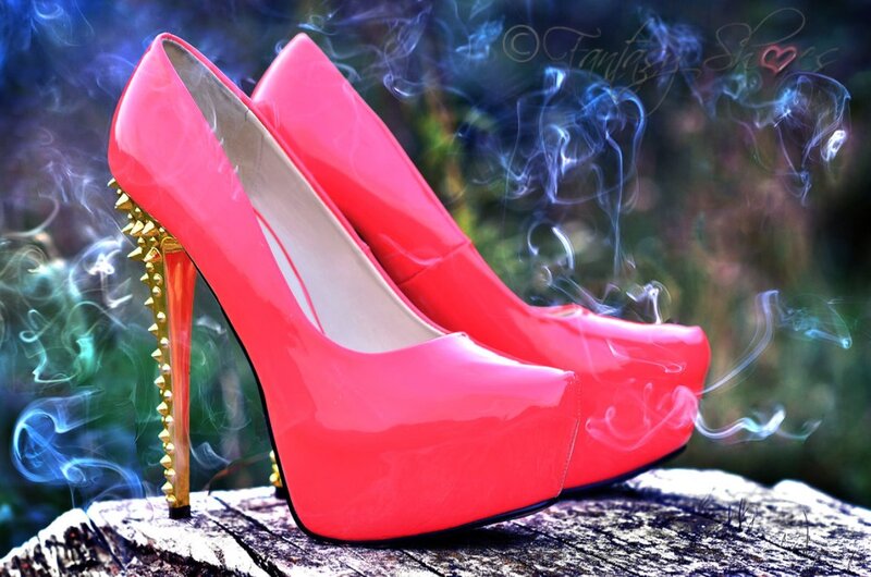 Red High-heeled Shoes — Dramatic, Photograph, Smoke