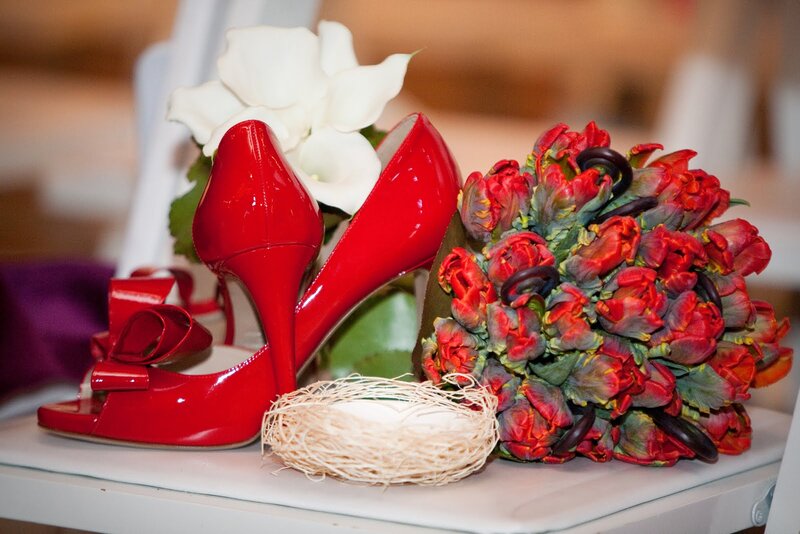 Red High-heeled Shoes — Festive