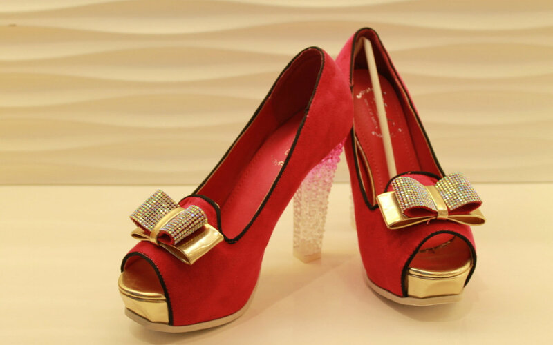 Red High-heeled Shoes — Neutral, Photograph, Bow