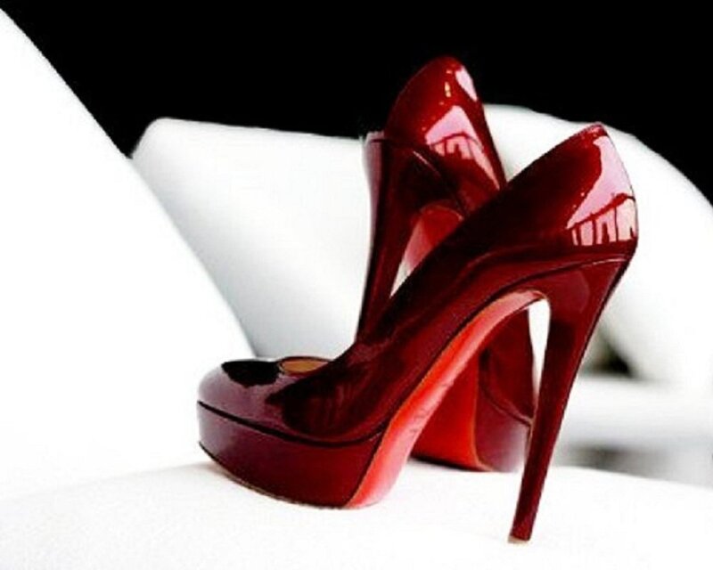 Red high-heeled shoes