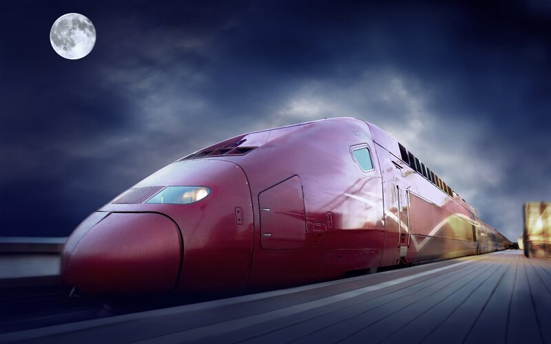 Red High-speed Train — Dramatic, Night