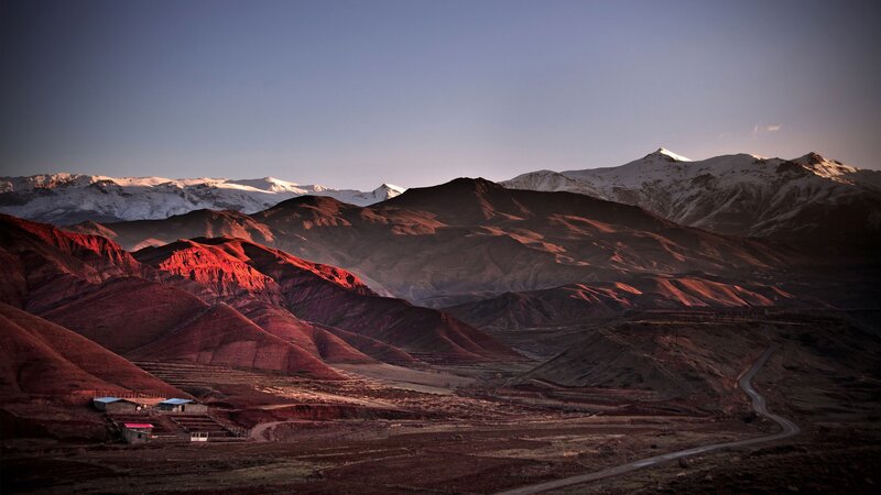 Red hills at sunset