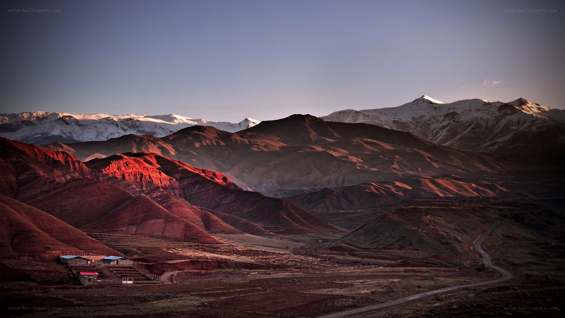 Red hills at sunset