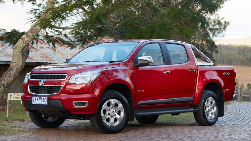 Red Holden Colorado pickup truck