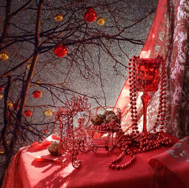 Red Holiday Decorations — Festive, Night
