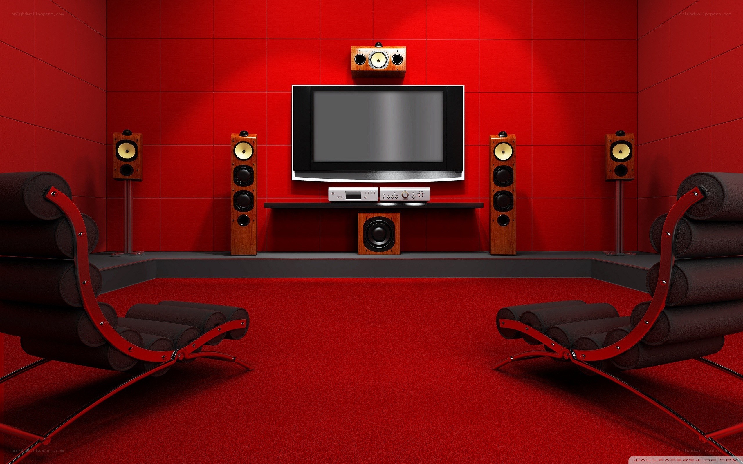 Red home theater room