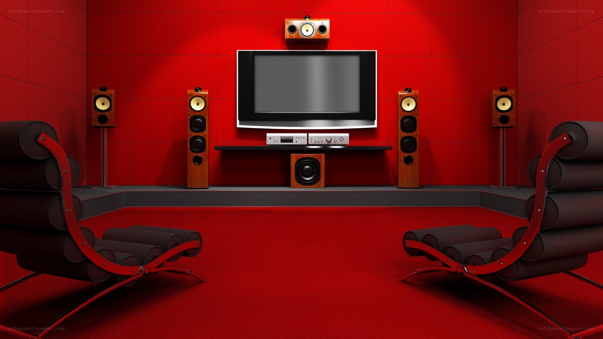 Red home theater room