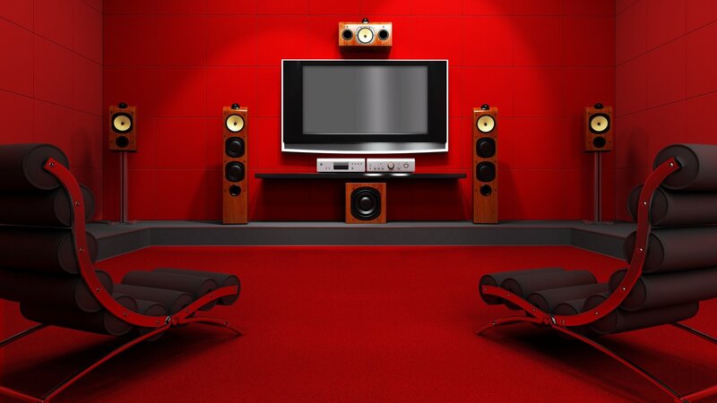 Red home theater room