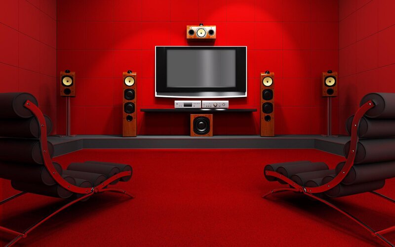 Red home theater room
