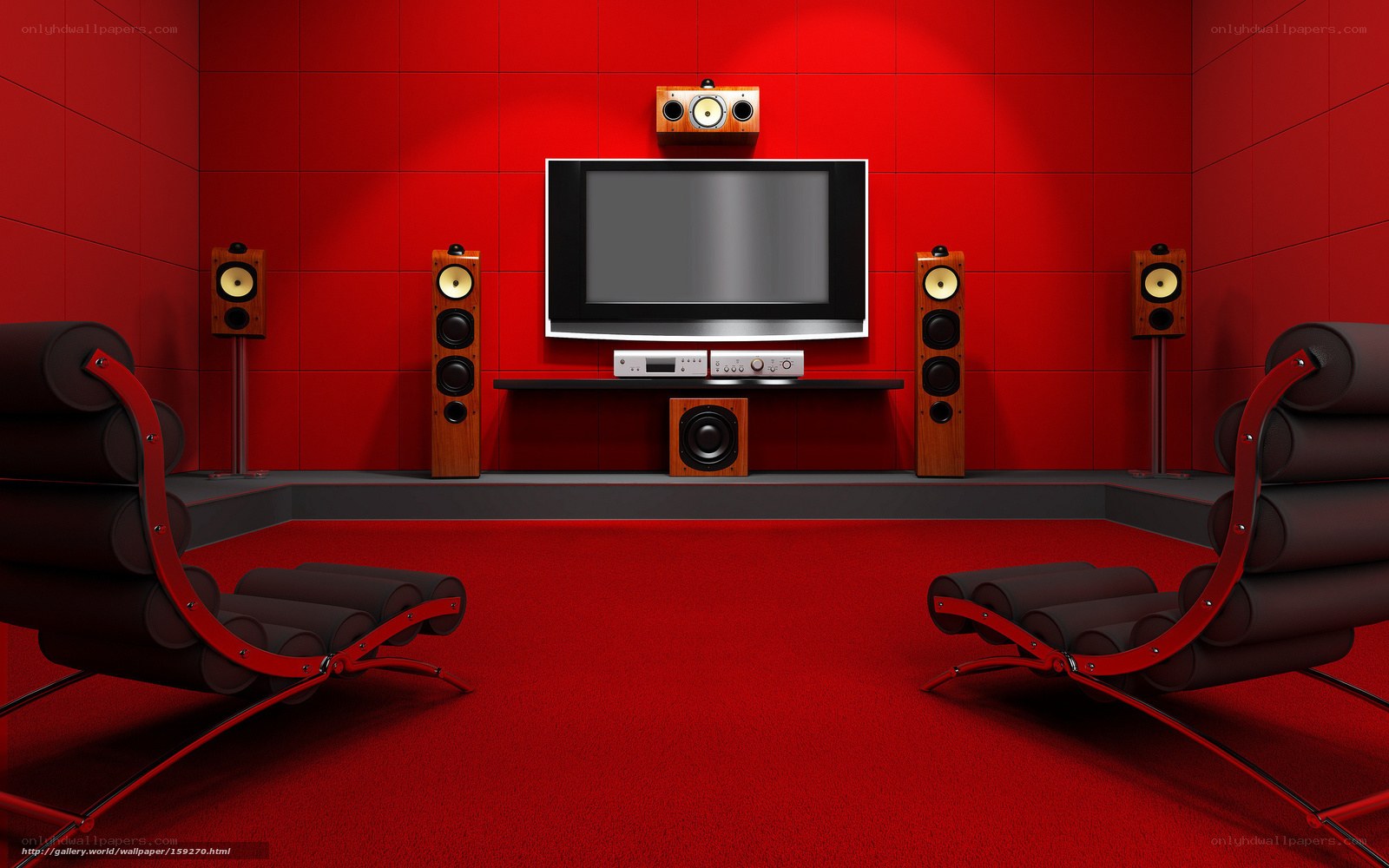 Red home theater room