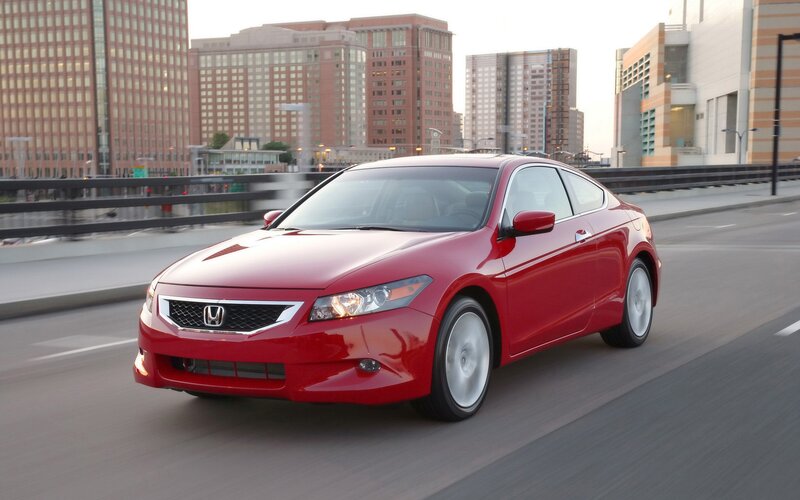 Red Honda Accord Coupe in city