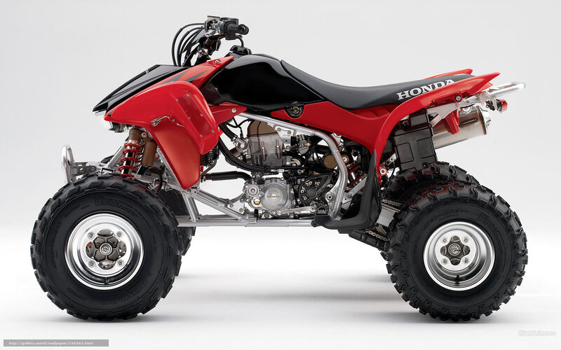 Red Honda ATV — Neutral, Photograph, Engine, Tires