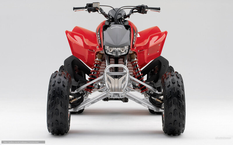 Red Honda ATV — Neutral, Photograph, Handlebars, Headlight, Front Bumper