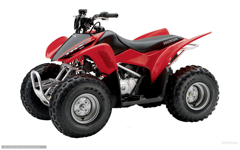 Red Honda ATV — Neutral, Photograph, Handlebars, Seat, Tires