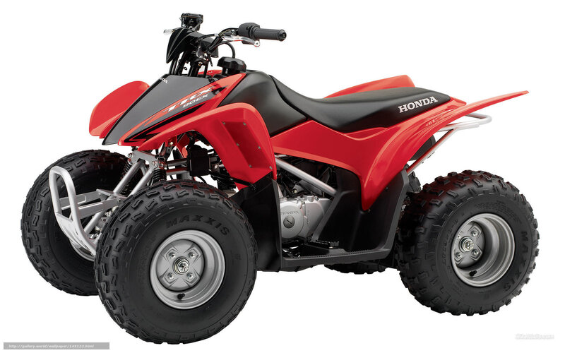 Red Honda ATV — Neutral, Photograph, Handlebars