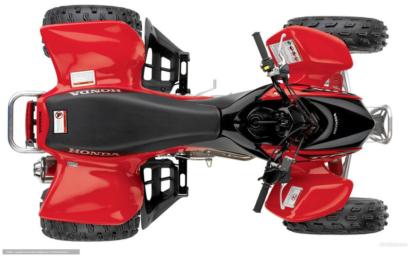 Red Honda ATV — Neutral, Photograph, Seat, Handlebars, Wheels