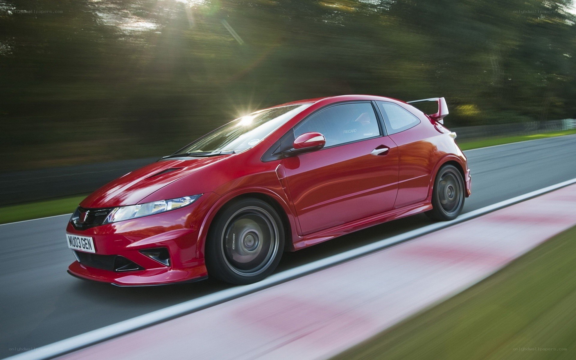 red honda civic on track