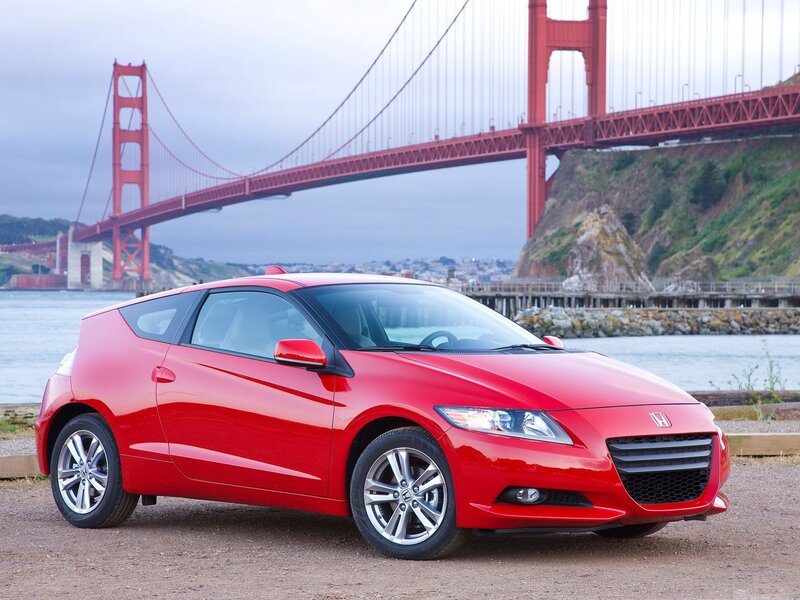 Red Honda CR-Z by Golden Gate Bridge