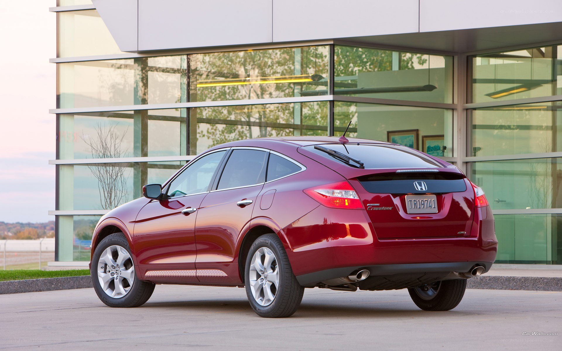 Red Honda Crosstour parked