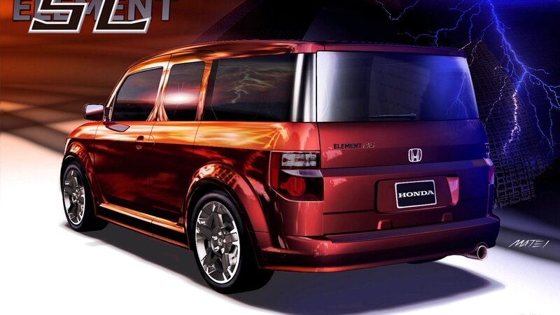 Red Honda Element SC — Dramatic