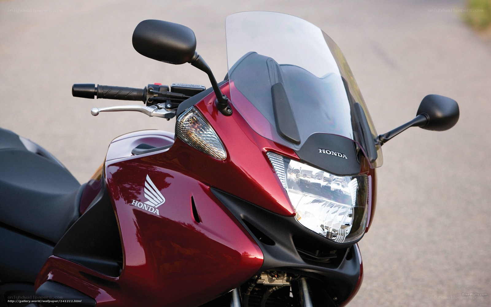 Red Honda motorcycle front view