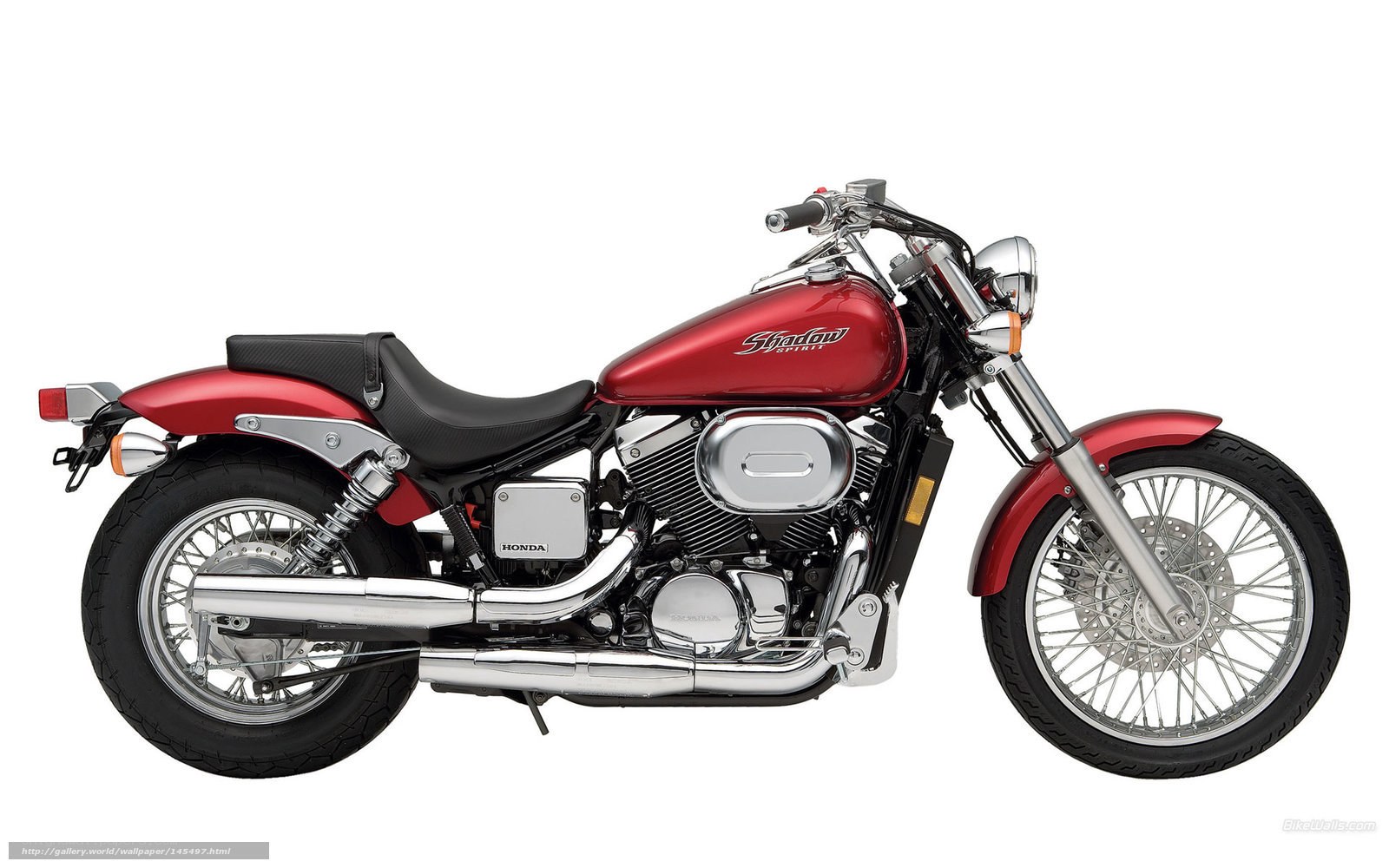 Red Honda Shadow Spirit motorcycle