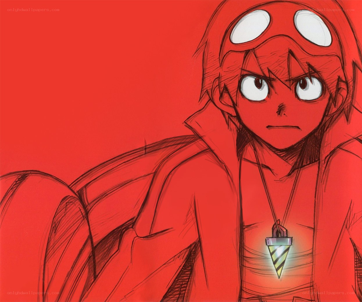 red-hooded anime character