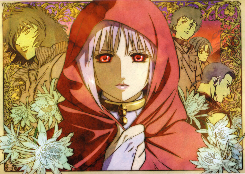 Red hooded character with red eyes