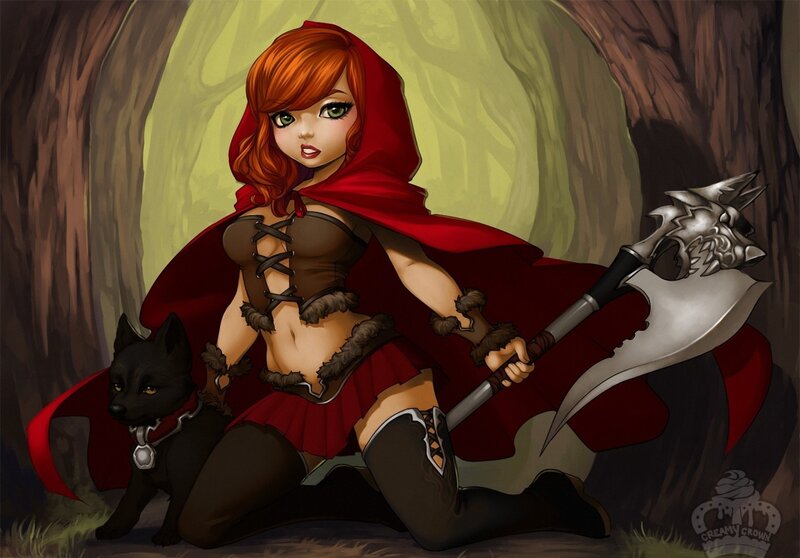 Red-hooded Girl with Axe — Red