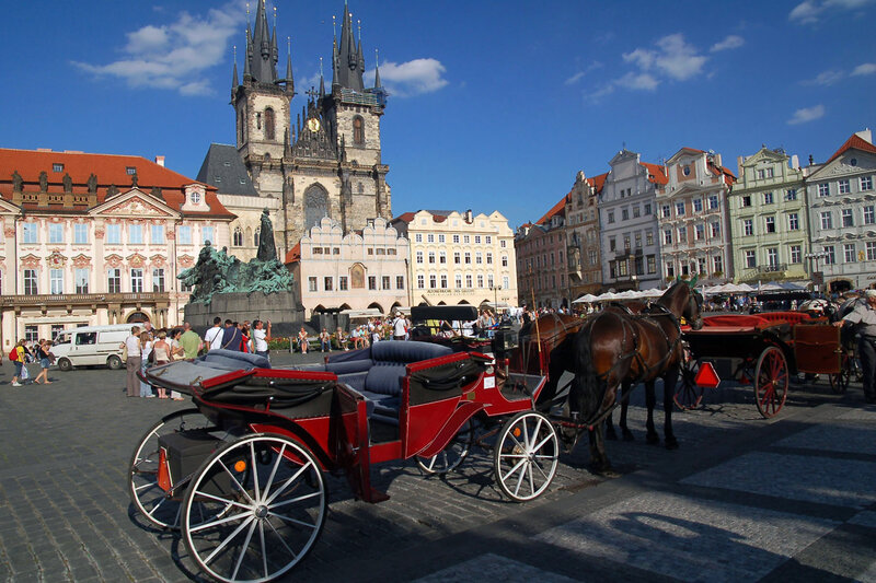 Red Horse-drawn Carriage — Blue