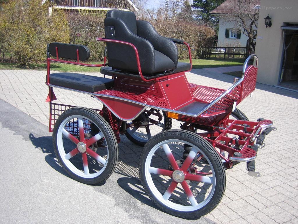 Red horse-drawn carriage