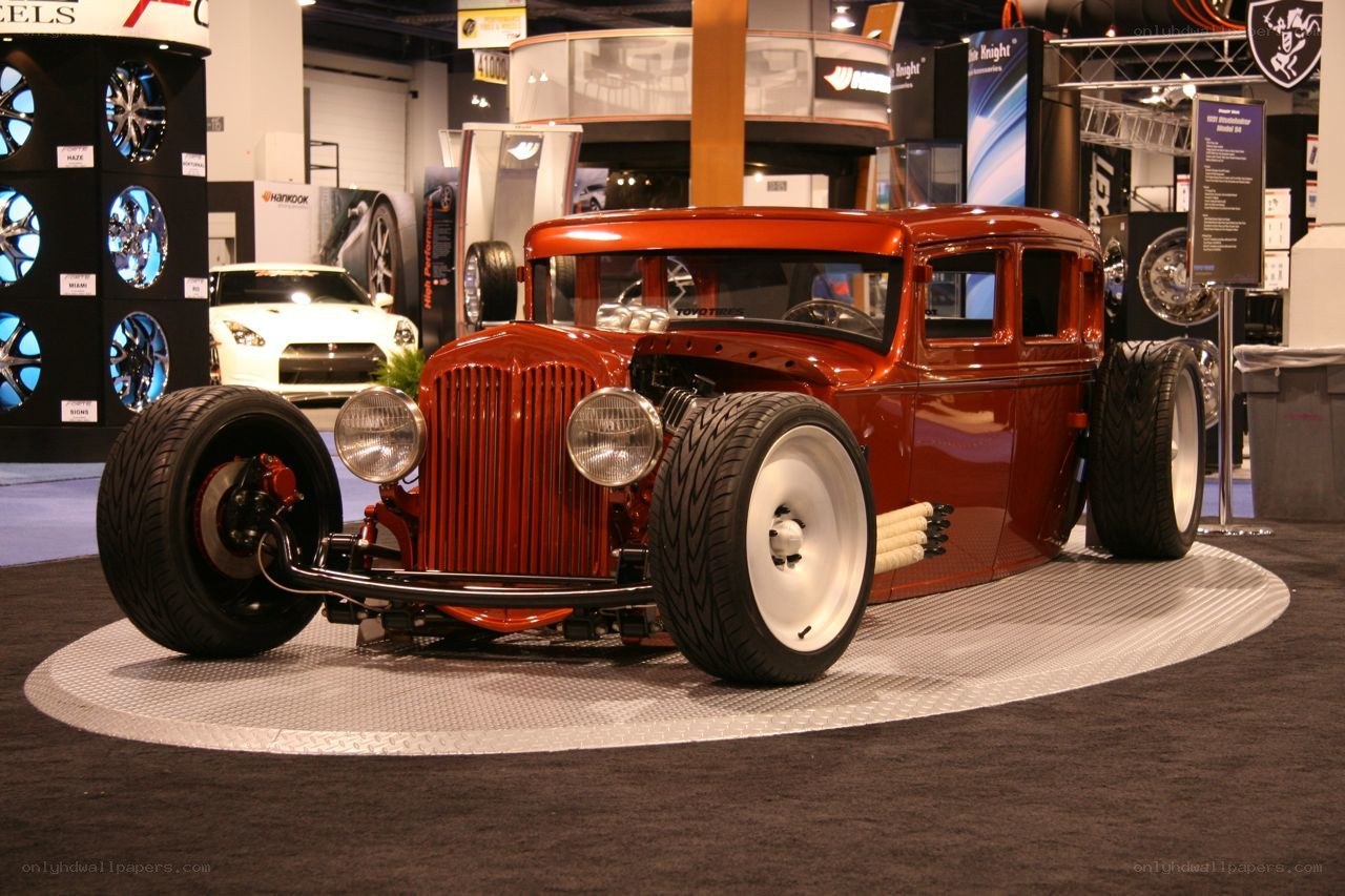 Red hot rod at auto show