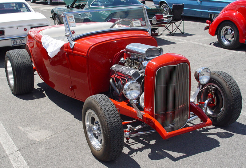 Red Hot Rod Car — Bright, Afternoon, Photograph