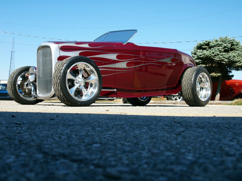Red Hot Rod Car — Bright, Afternoon