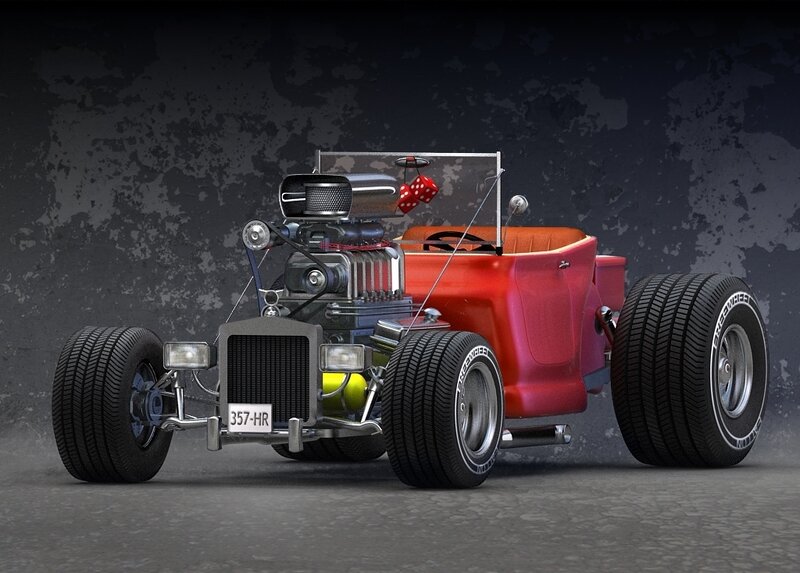 Red Hot Rod Car — Dramatic, 3d Render