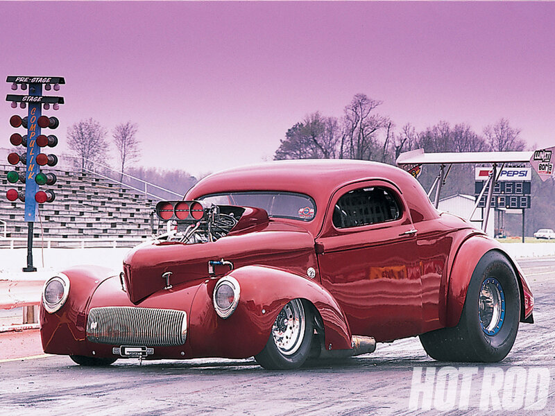 Red Hot Rod Car — Dramatic, Afternoon, Photograph, Race Track