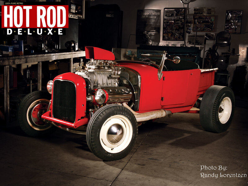 Red Hot Rod Car — Dramatic, Night
