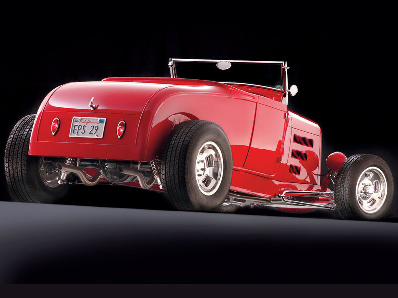 Red Hot Rod Car — Dramatic, Photograph, California License Plate