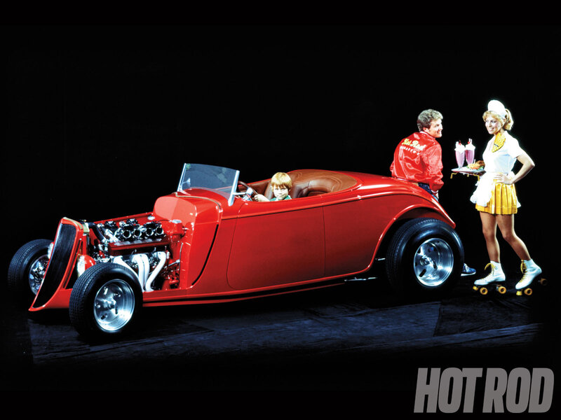 Red Hot Rod Car — Dramatic, Photograph, Child