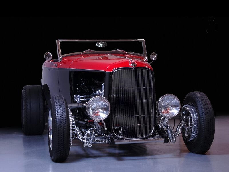 Red Hot Rod Car — Dramatic, Photograph, Chrome Grille