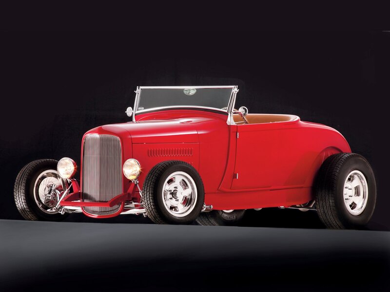 Red Hot Rod Car — Dramatic, Photograph, Convertible, Chrome Wheels