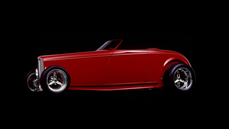 Red Hot Rod Car — Dramatic, Photograph, Convertible