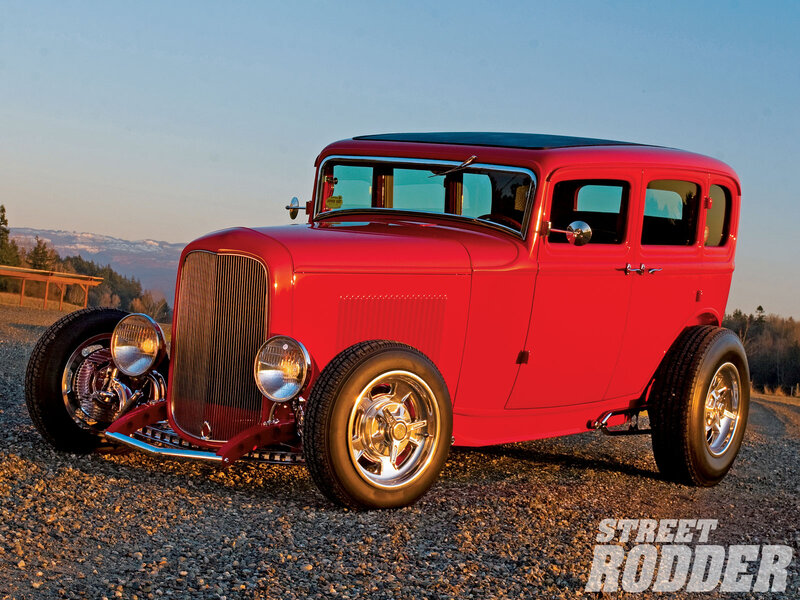 Red Hot Rod Car — Dramatic, Sunset