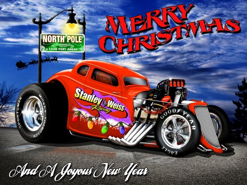 Red Hot Rod Car — Festive